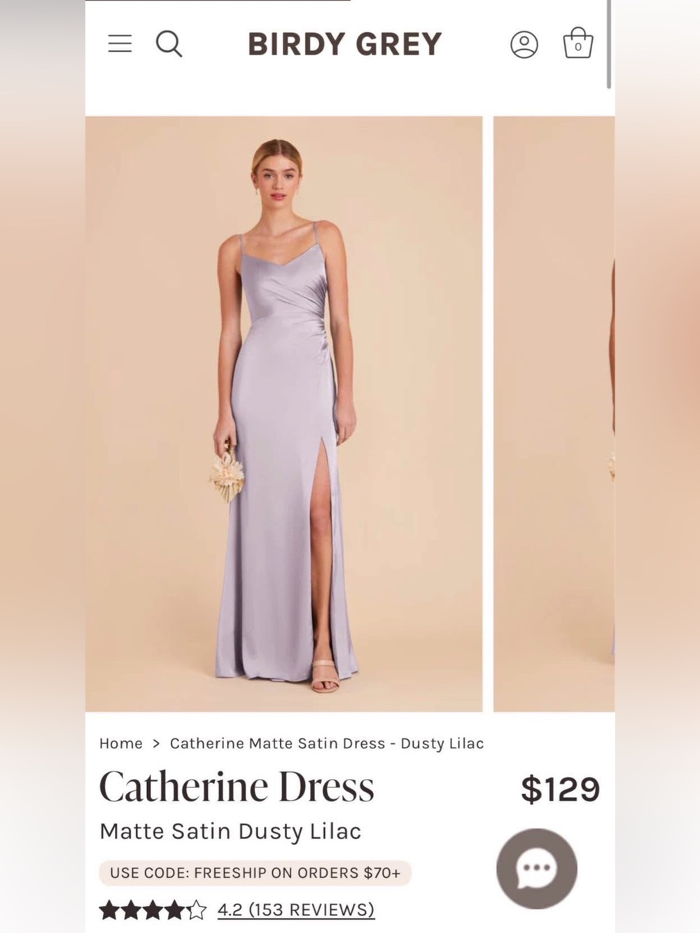 Birdy Grey Catherine Matte Satin Dress - Dusty Lilac